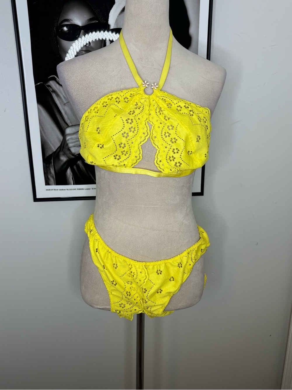 Savage Fenty Yellow Eyelet Lace Bikini